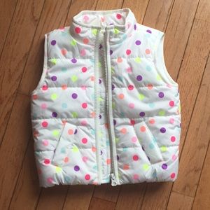 Toddler puffer vest with neon polka dots